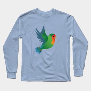 Flying green peach faced lovebird Long Sleeve T-Shirt